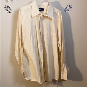 Men's Yellow and White long sleeve Oxford shirt